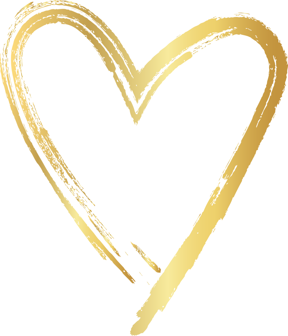 gold brush marks heart shape, golden stain heart, hand drawn